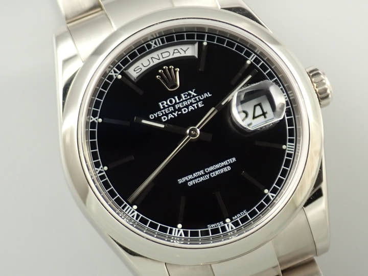 ロレックス デイデイト36 Ref.118209 ホワイトゴールド ブラック文字盤