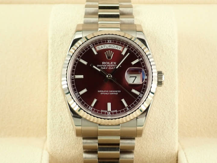 ロレックス デイデイト36 Ref.118239 ホワイトゴールド チェリー文字盤