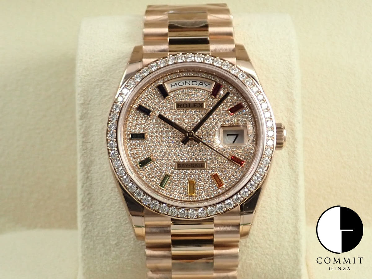 ロレックス デイデイト36 Ref.128345RBR エバーローズゴールド パヴェダイヤモンド文字盤
