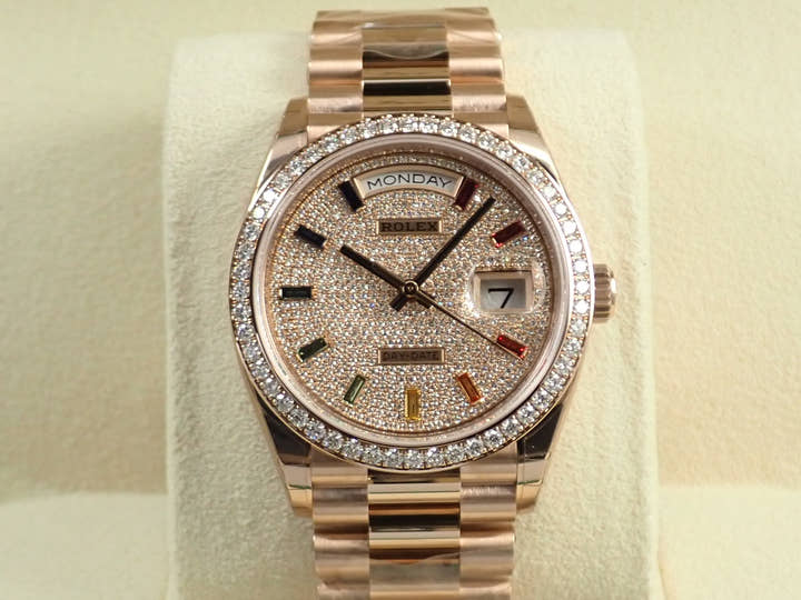 ロレックス デイデイト36 Ref.128345RBR エバーローズゴールド パヴェダイヤモンド文字盤