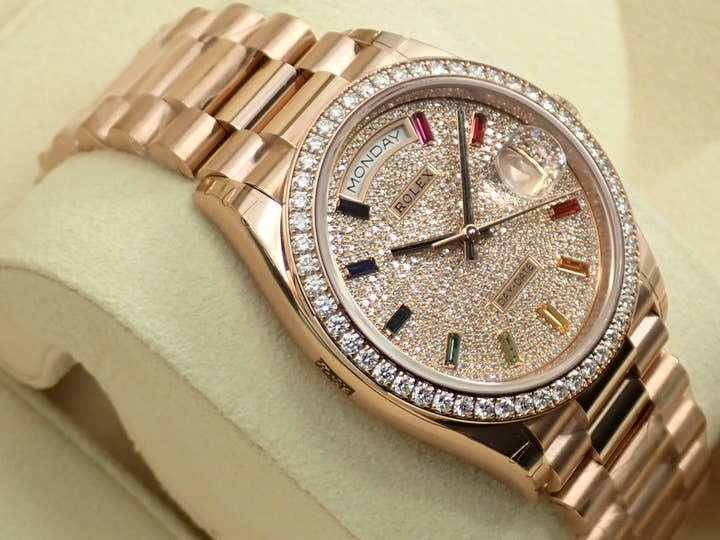 ロレックス デイデイト36 Ref.128345RBR エバーローズゴールド パヴェダイヤモンド文字盤