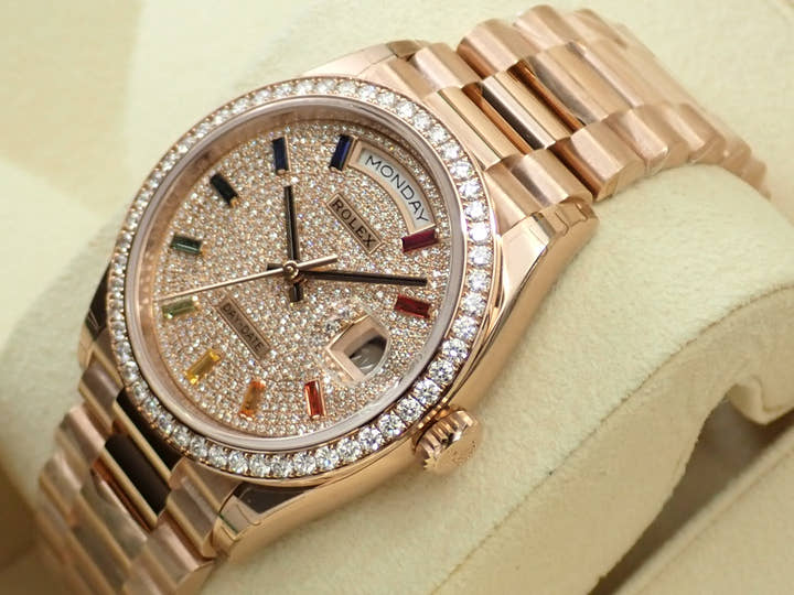 ロレックス デイデイト36 Ref.128345RBR エバーローズゴールド パヴェダイヤモンド文字盤