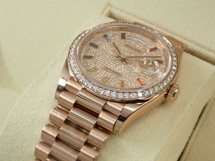 ロレックス デイデイト36 Ref.128345RBR エバーローズゴールド パヴェダイヤモンド文字盤