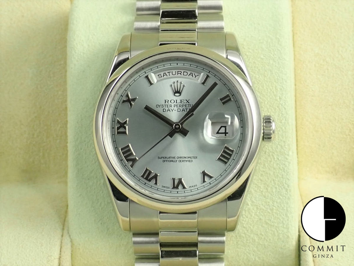 ロレックス デイデイト36 Ref.118206 プラチナ アイスブルー文字盤