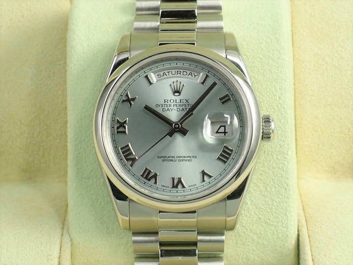 ロレックス デイデイト36 Ref.118206 プラチナ アイスブルー文字盤