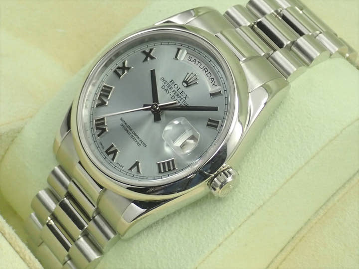 ロレックス デイデイト36 Ref.118206 プラチナ アイスブルー文字盤