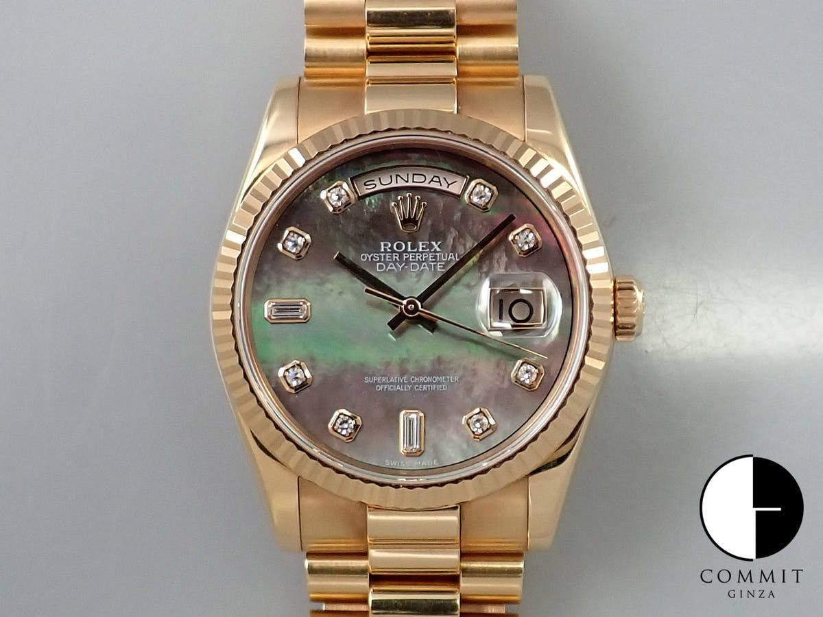 ロレックス デイデイト36 Ref.118235NG ピンクゴールド ブラックシェル文字盤