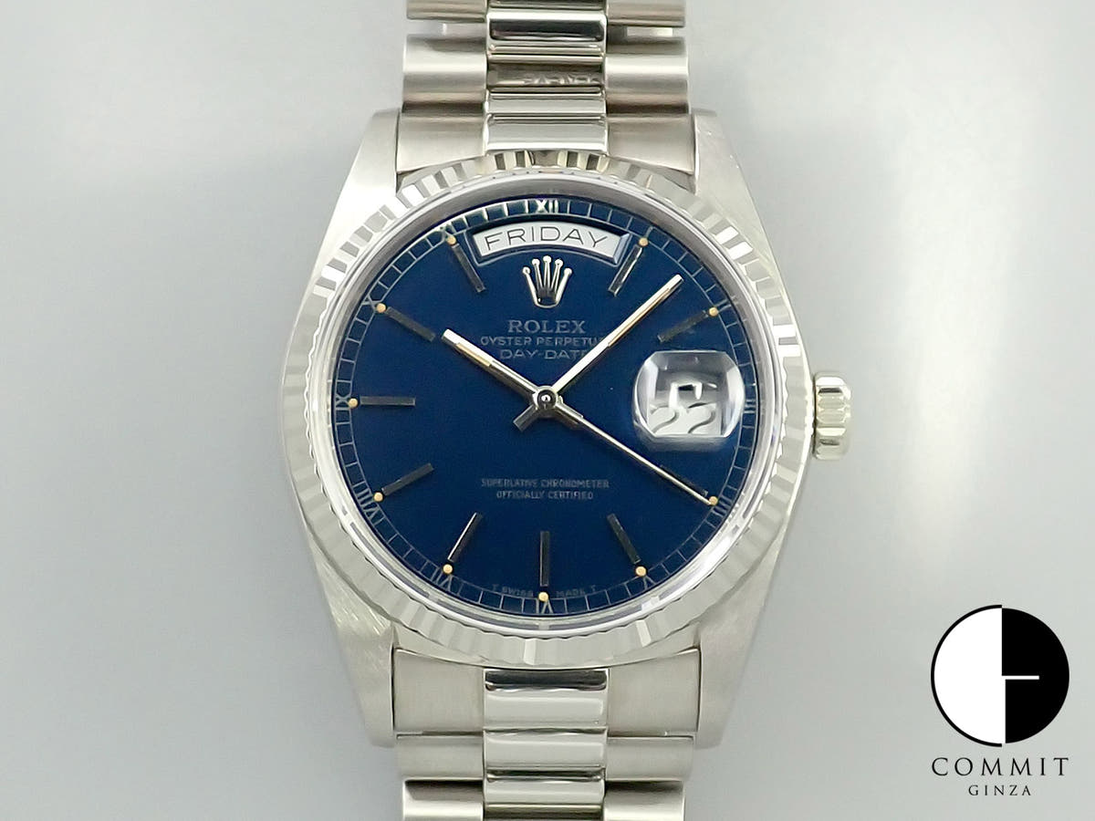 ロレックス デイデイト36 Ref.18039 ホワイトゴールド ネイビー文字盤
