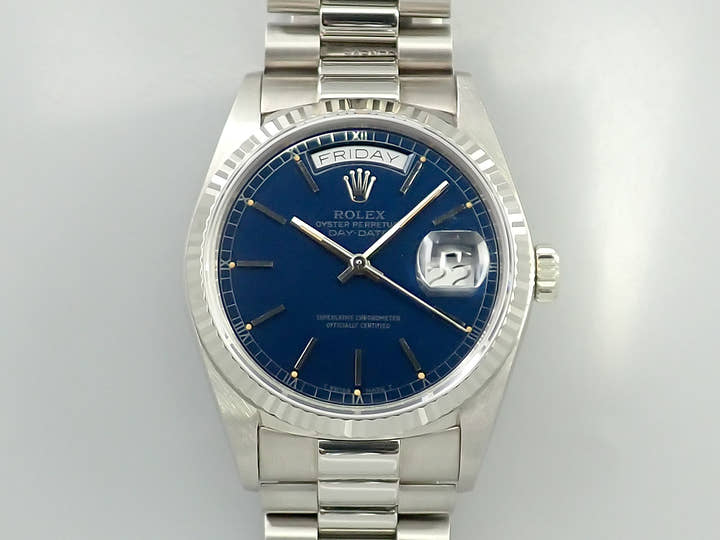 ロレックス デイデイト36 Ref.18039 ホワイトゴールド ネイビー文字盤