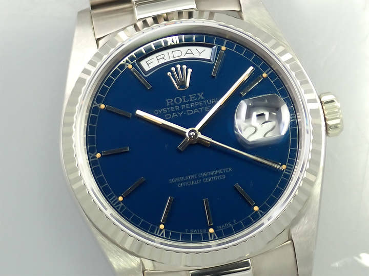 ロレックス デイデイト36 Ref.18039 ホワイトゴールド ネイビー文字盤
