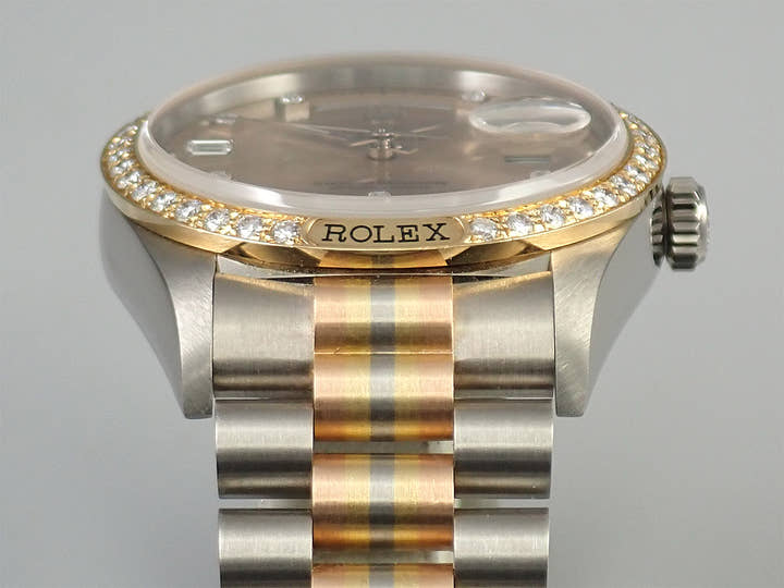 ロレックス デイデイト36 Ref.18129BIC ホワイトゴールド/ローズゴールド/イエローゴールド シャンパンゴールド×10Pダイヤ文字盤