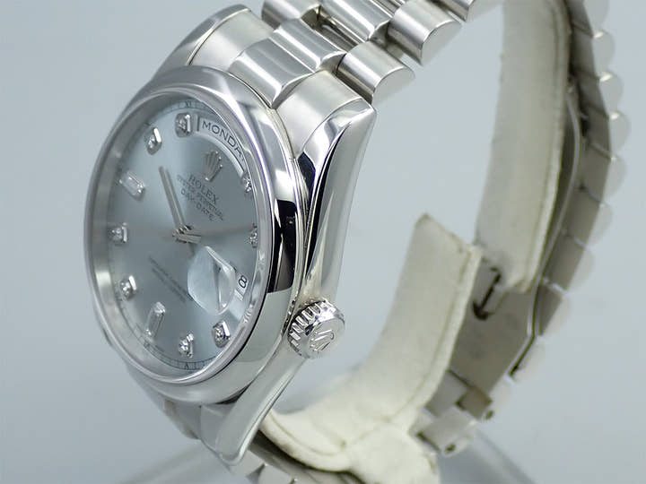 ロレックス デイデイト36 Ref.118206A プラチナ アイスブルー文字盤