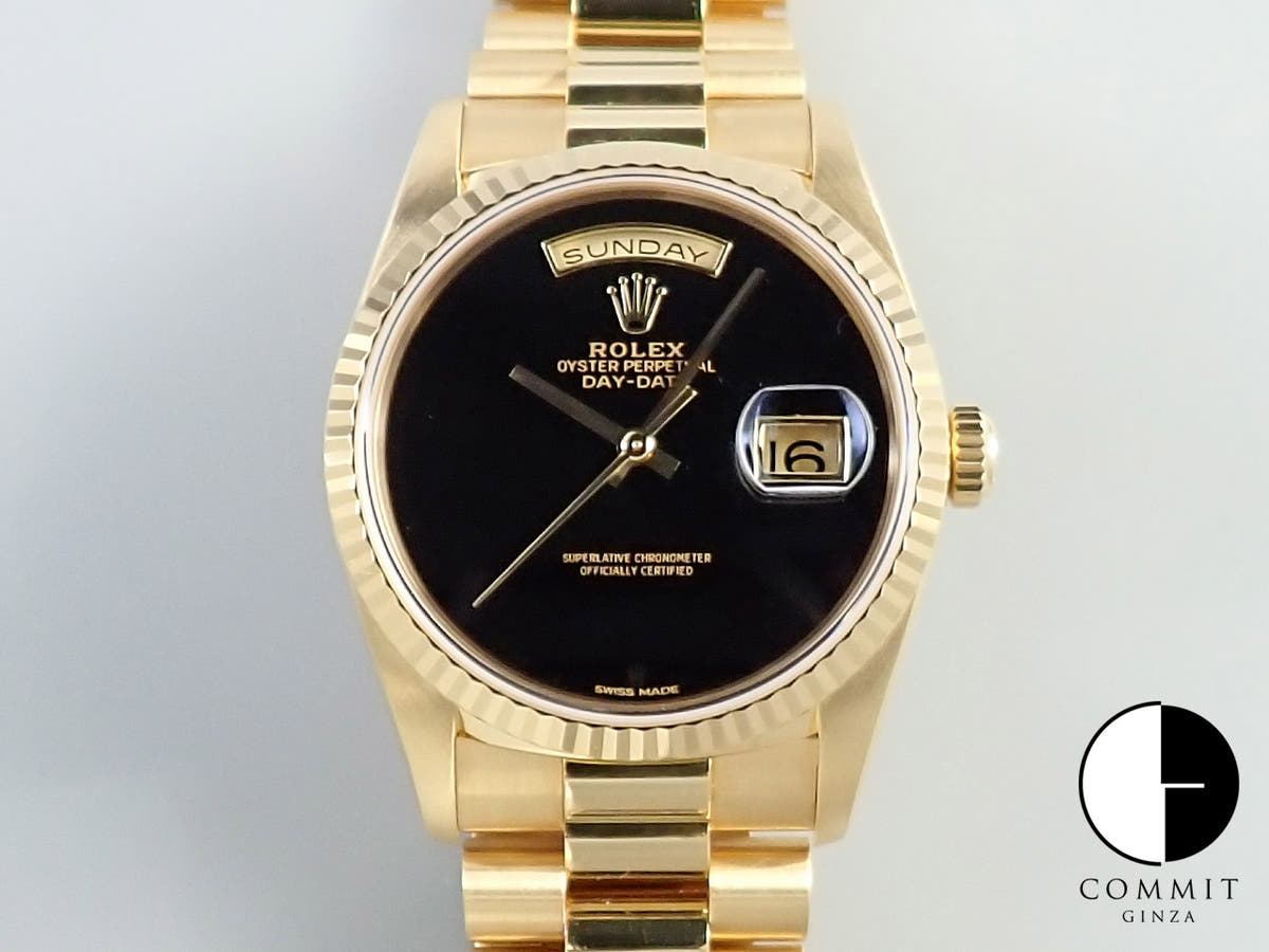 ロレックス デイデイト36 Ref.18238 イエローゴールド オニキス文字盤