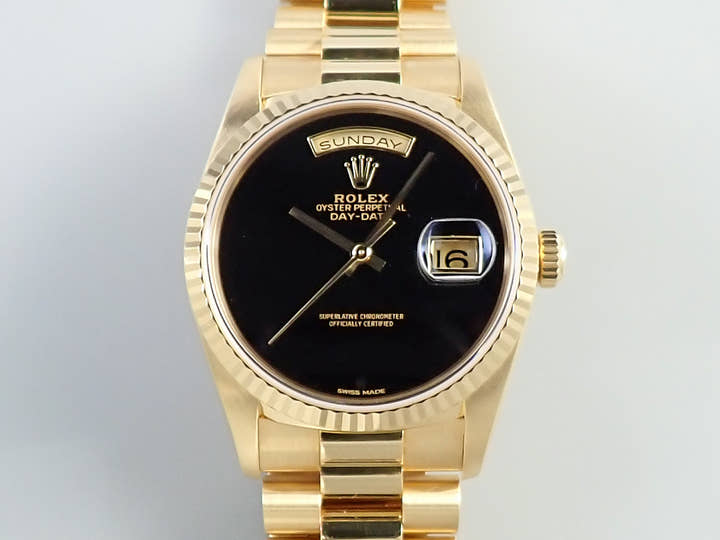 ロレックス デイデイト36 Ref.18238 イエローゴールド オニキス文字盤