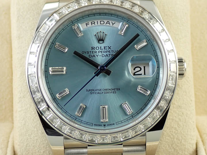 ロレックス デイデイト40 Ref.228396TBR プラチナ アイスブルーx10Pダイヤ文字盤