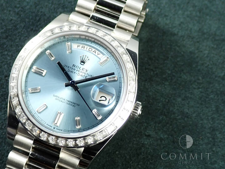 ロレックス デイデイト40 Ref.228396TBR プラチナ アイスブルーx10Pダイヤ文字盤