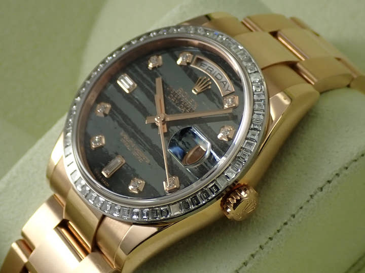 ロレックス デイデイト36 Ref.118395BR エバーローズゴールド フェライトx10Pダイヤ文字盤