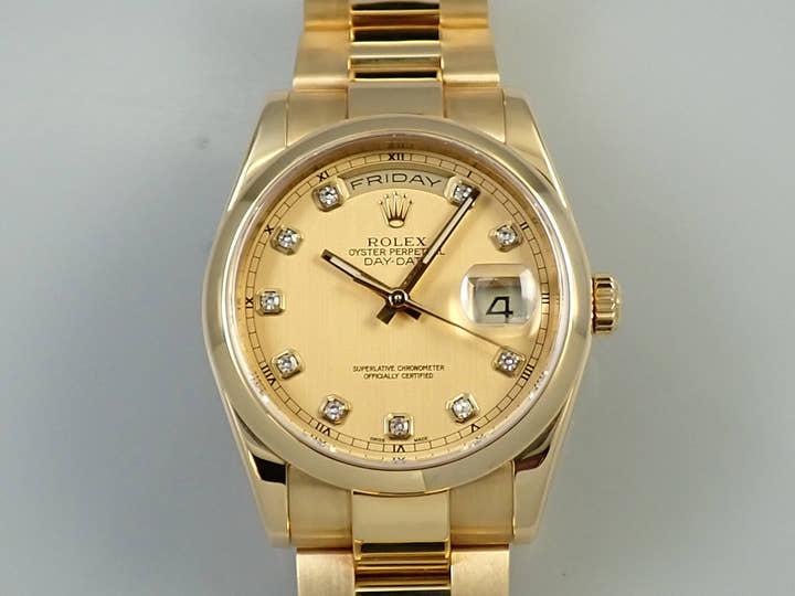 ロレックス デイデイト Ref.118208 イエローゴールド シャンパンx10Pダイヤ文字盤