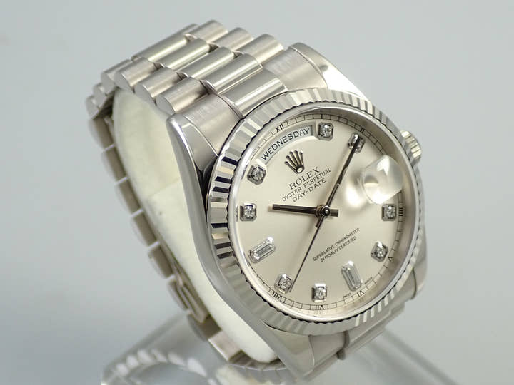 ロレックス デイデイト36 Ref.118239A ホワイトゴールド シルバー文字盤