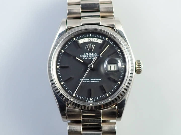 ロレックス デイデイト36 Ref.1803 ホワイトゴールド ブラック文字盤 中古 7L6T7F8R