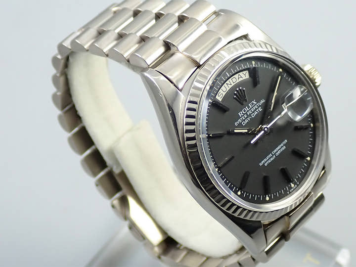 ロレックス デイデイト36 Ref.1803 ホワイトゴールド ブラック文字盤 中古 7L6T7F8R