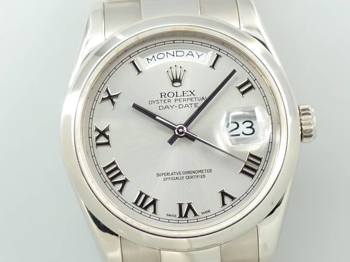ロレックス デイデイト36 Ref.118209 ホワイトゴールド ロジウム文字盤 中古 89L90057