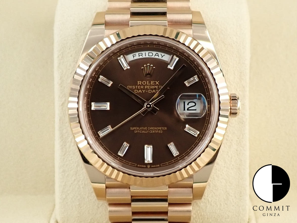 ロレックス デイデイト40 Ref.228235A エバーローズゴールド チョコレートx10Pダイヤ文字盤