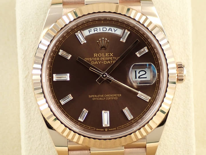 ロレックス デイデイト40 Ref.228235A エバーローズゴールド チョコレートx10Pダイヤ文字盤