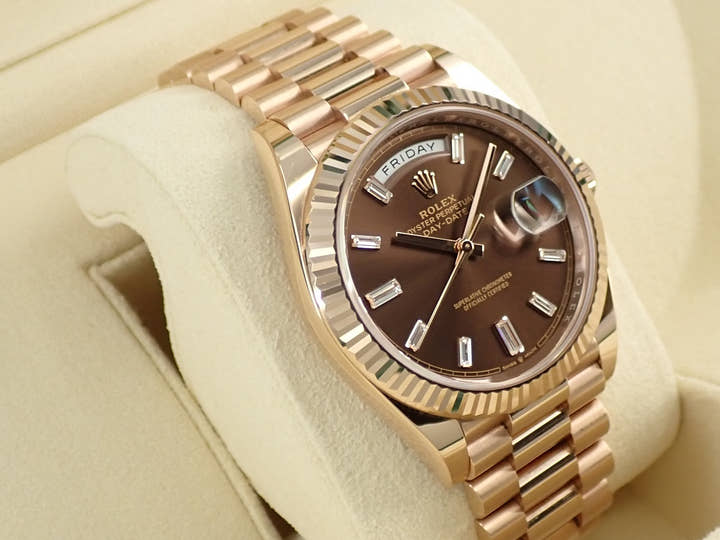 ロレックス デイデイト40 Ref.228235A エバーローズゴールド チョコレートx10Pダイヤ文字盤