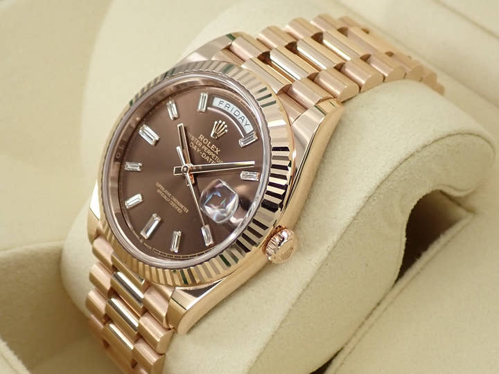 ロレックス デイデイト40 Ref.228235A エバーローズゴールド チョコレートx10Pダイヤ文字盤