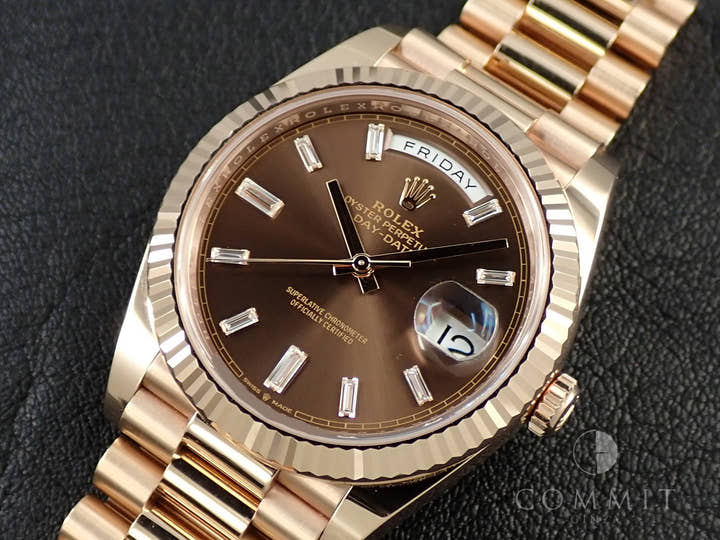 ロレックス デイデイト40 Ref.228235A エバーローズゴールド チョコレートx10Pダイヤ文字盤