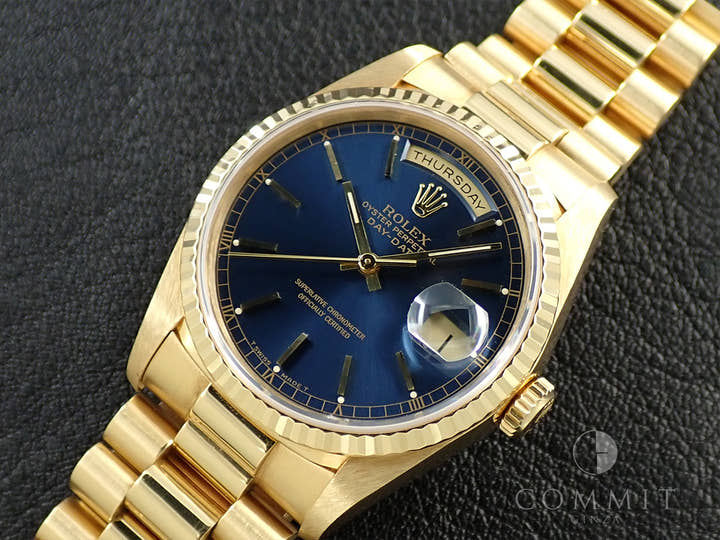 ロレックス デイデイト36 Ref.18238 イエローゴールド ブルー文字盤