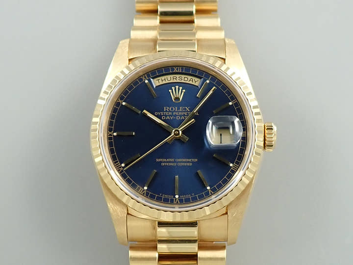 ロレックス デイデイト36 Ref.18238 イエローゴールド ブルー文字盤