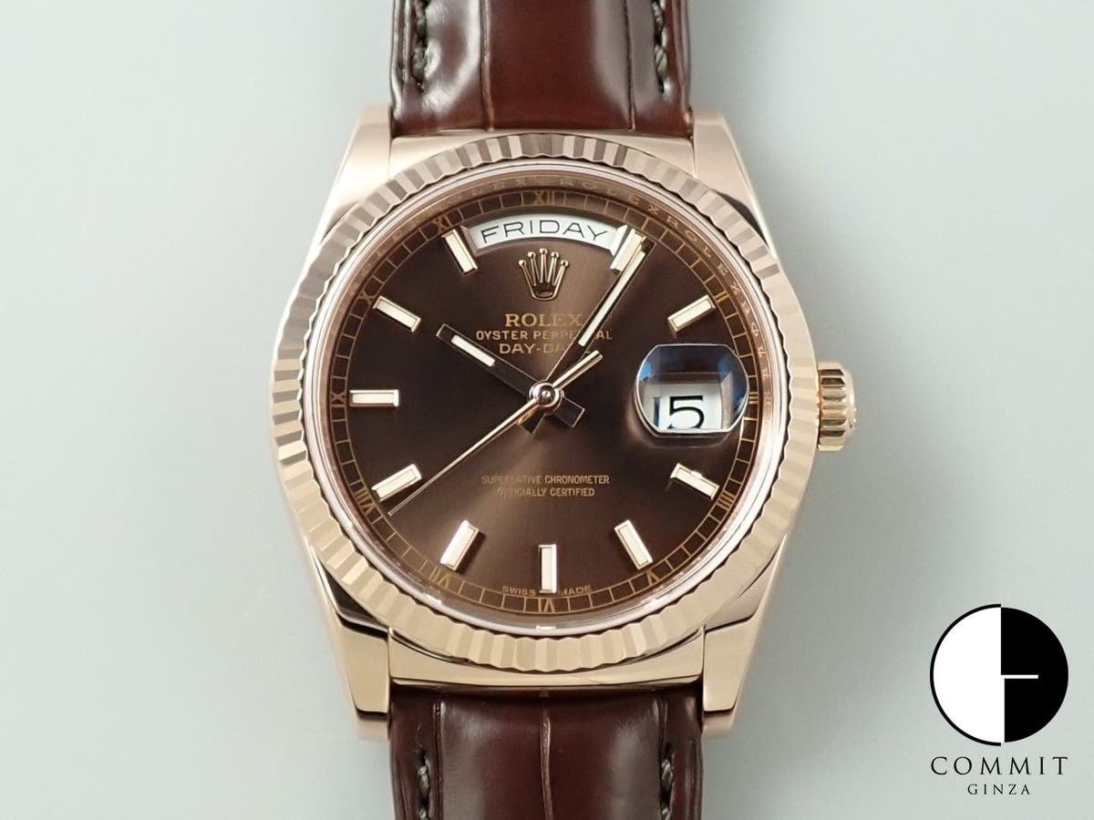ロレックス デイデイト36 Ref.118135 エバーローズゴールド チョコレート文字盤