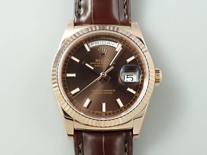 ロレックス デイデイト36 Ref.118135 エバーローズゴールド チョコレート文字盤