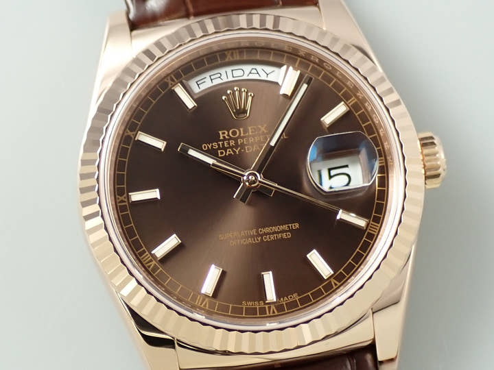 ロレックス デイデイト36 Ref.118135 エバーローズゴールド チョコレート文字盤