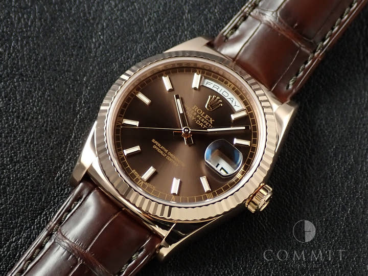 ロレックス デイデイト36 Ref.118135 エバーローズゴールド チョコレート文字盤