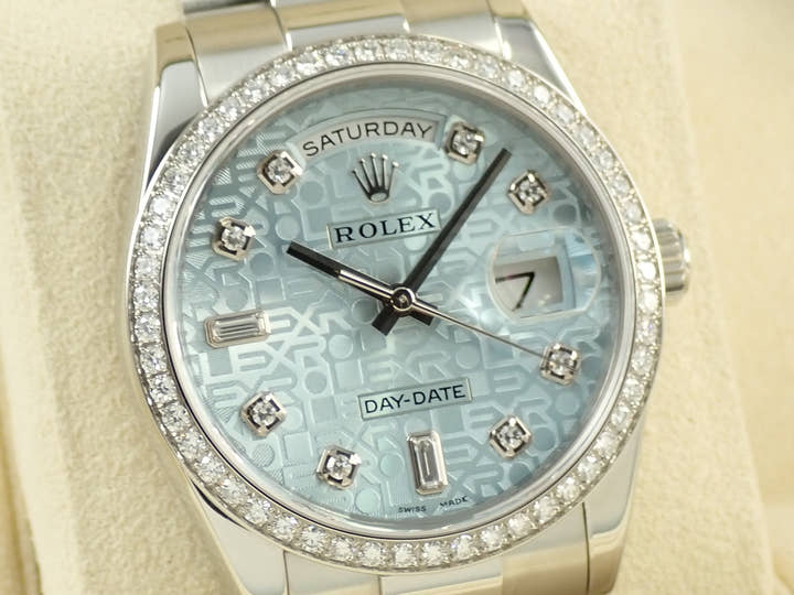 ロレックス デイデイト Ref.118346A プラチナ アイスブルーコンピューターx10Pダイヤ文字盤