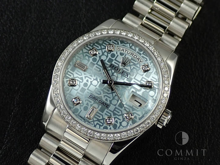 ロレックス デイデイト Ref.118346A プラチナ アイスブルーコンピューターx10Pダイヤ文字盤