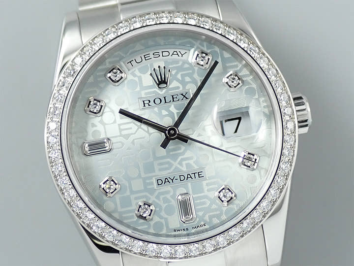 ロレックス デイデイト Ref.118346A プラチナ アイスブルーコンピューターx10Pダイヤ文字盤