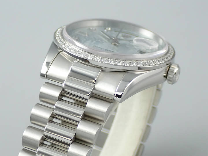 ロレックス デイデイト Ref.118346A プラチナ アイスブルーコンピューターx10Pダイヤ文字盤