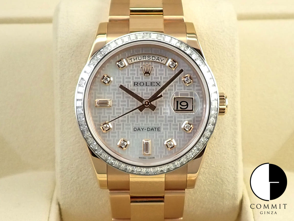 ロレックス デイデイト36 Ref.118395BR エバーローズゴールド ホワイトシェル文字盤
