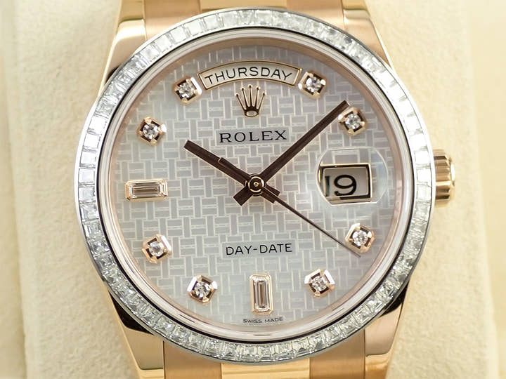 ロレックス デイデイト36 Ref.118395BR エバーローズゴールド ホワイトシェル文字盤