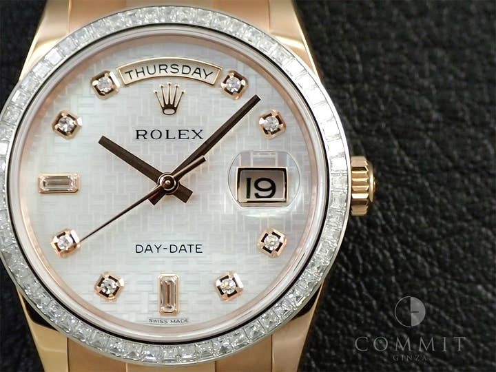 ロレックス デイデイト36 Ref.118395BR エバーローズゴールド ホワイトシェル文字盤