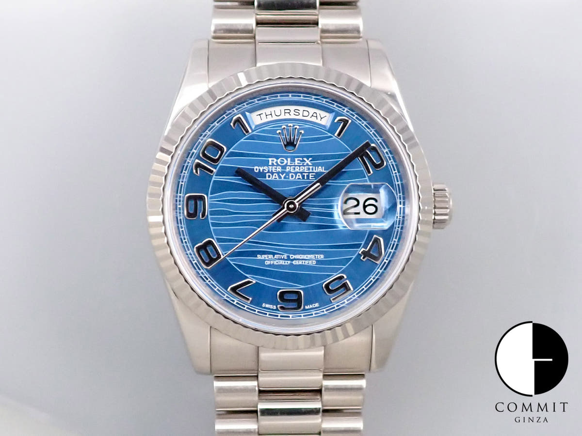 ロレックス デイデイト36 Ref.118239 ホワイトゴールド ブルーウェーブ文字盤