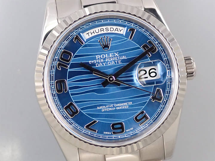 ロレックス デイデイト36 Ref.118239 ホワイトゴールド ブルーウェーブ文字盤