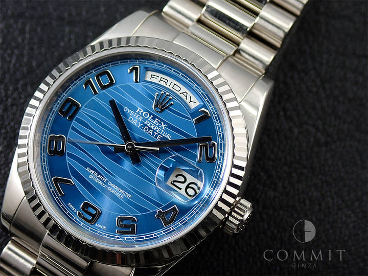 ロレックス デイデイト36 Ref.118239 ホワイトゴールド ブルーウェーブ文字盤