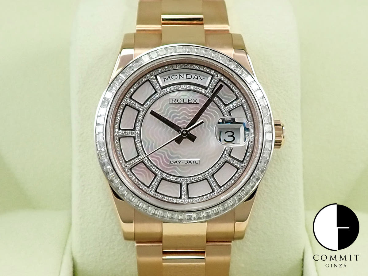 ロレックス デイデイト36 Ref.118395BR エバーローズゴールド ピンクシェルxダイヤモンド文字盤