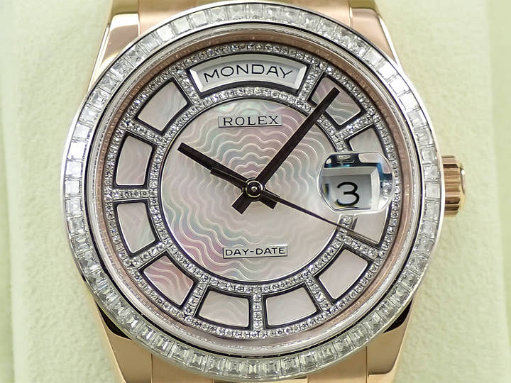 ロレックス デイデイト36 Ref.118395BR エバーローズゴールド ピンクシェルxダイヤモンド文字盤