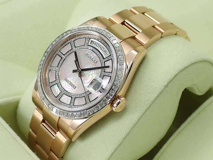 ロレックス デイデイト36 Ref.118395BR エバーローズゴールド ピンクシェルxダイヤモンド文字盤